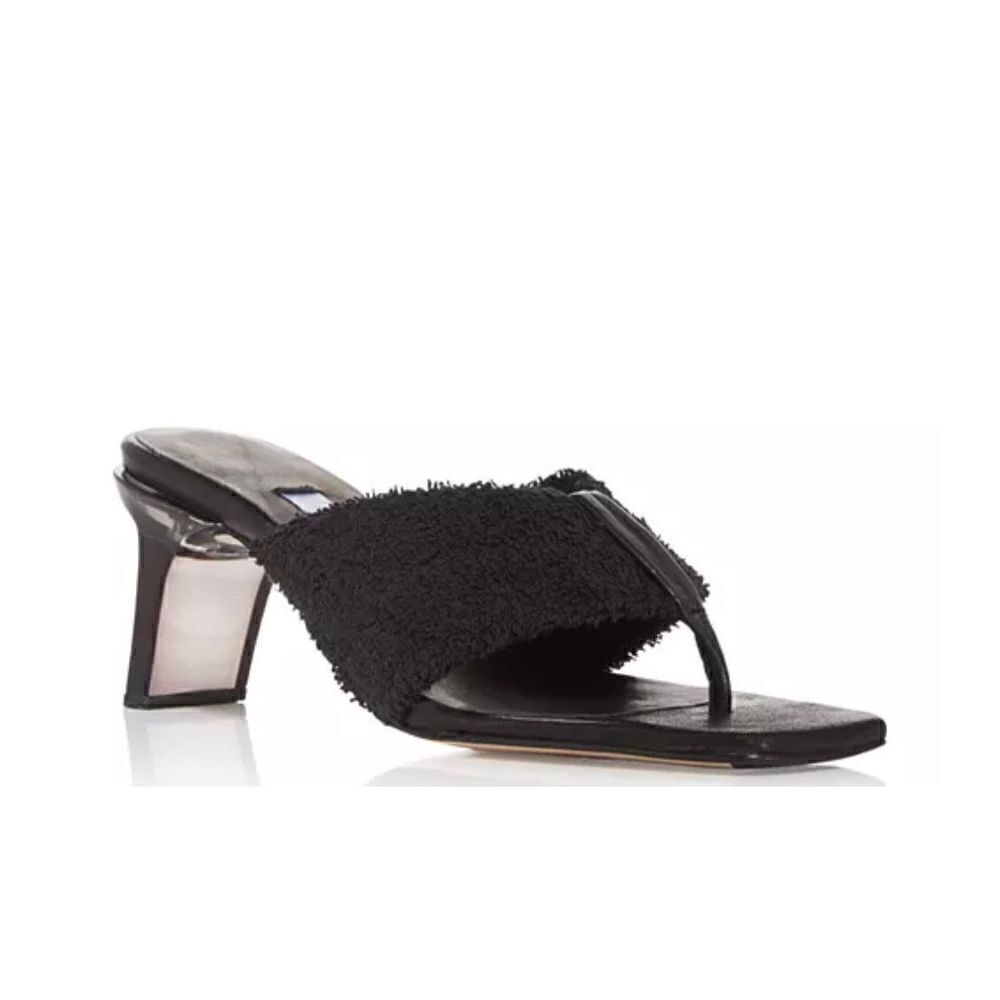 Miista Carissa French Terry Clear Heel Sandals In Black Nwb Size 40